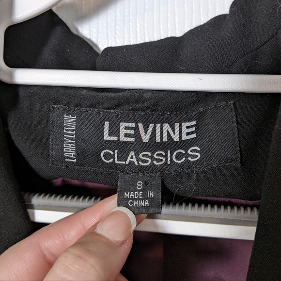 Vintage Maroon Lined Larry Levine Classics Single Button Black Blazer Size 8 - Picture 2 of 9